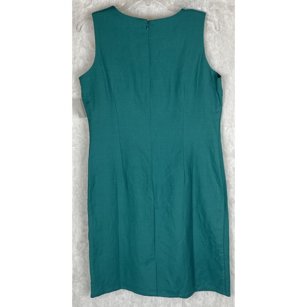 NWT Jennifer Eden Size 10 Teal Sleeveless Shift Dress Zipper Back Vintage - Picture 4 of 6